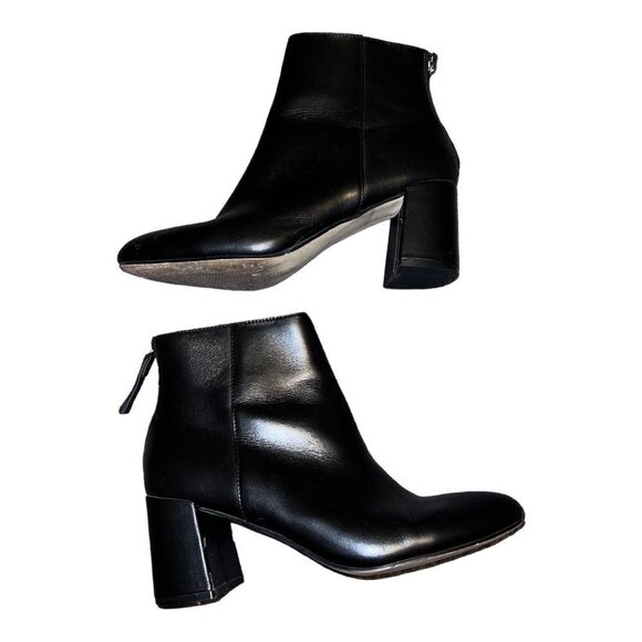 STEVE MADDEN Parisa Black Leather Women Block Heel Boot Booties - Picture 6 of 12